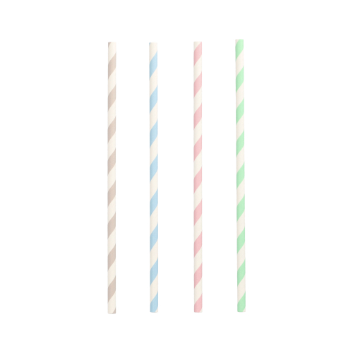 10 x 100 Trinkhalme, Papier Ø 6 mm · 20 cm farbig sortiert "Stripes"