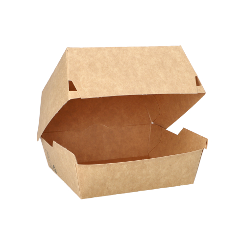 4 x 80 Burgerboxen, Pappe 7,8 cm x 11,5 cm x 11 cm braun "100% Fair" groß