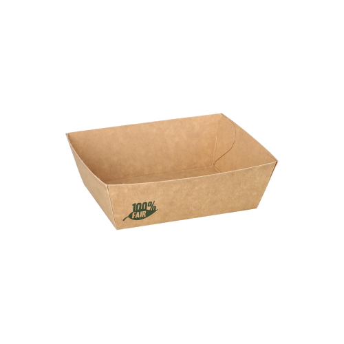 10 x 80 Snacktrays, Pappe "pure" 3,5 cm x 7 cm x 9 cm braun "100% Fair" klein