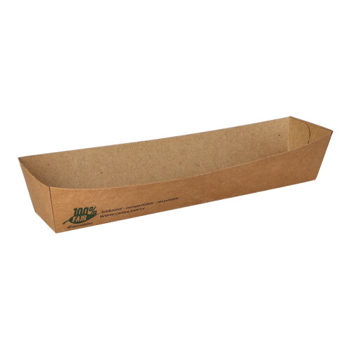 7 x 80 Snacktrays, Pappe "pure" 3,5 cm x 3,3 cm x 18,5 cm braun "100% Fair"