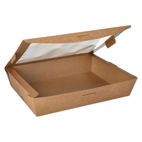 3 x 40 Feinkostboxen Pappe "pure" eckig 1500 ml 4,5 cm x 21 cm x 16 cm braun "100% Fair"