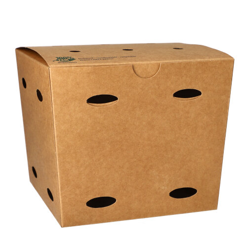 5 x 50 Pommes-Frites-Boxen, Pappe "pure" 14 cm x 14,5 cm x 14,5 cm braun "100% Fair" groß