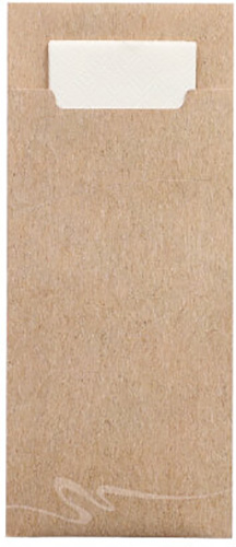 520 Bestecktaschen 20 cm x 8,5 cm natur inkl. weißer Serviette