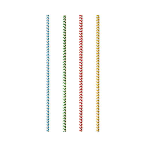 10 x 100 Trinkhalme, Papier Ø 6 mm · 20 cm farbig sortiert "Zig-Zag"