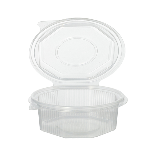 10 x 50 Verpackungsbecher mit Klappdeckeln, PP 8-eckig 375 ml 4,2 cm x 11 cm x 11 cm transparent