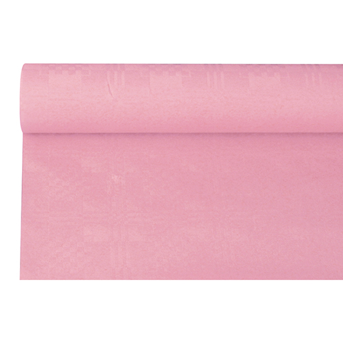 12 x Papiertischtuch mit Damastprägung 6 m x 1,2 m hellrosa