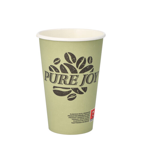 10 x 20 Trinkbecher, Pappe 0,3 l Ø 8 cm · 11,7 cm grün "Pure Joy"