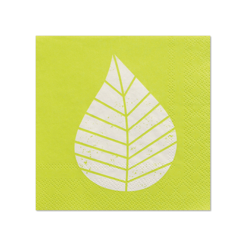 14 x 20 Servietten, 3-lagig 1/4-Falz 25 cm x 25 cm grün "Graphic Leaves"