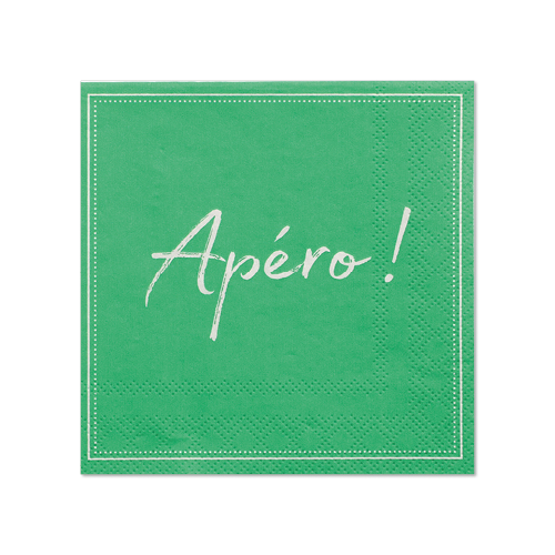 14 x 20 Servietten, 3-lagig 1/4-Falz 25 cm x 25 cm grün "Apero"