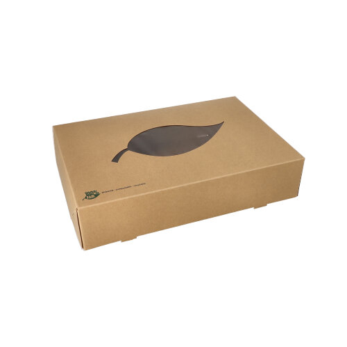 10 x 10 Transport- und Catering-Kartons, Pappe "pure" 8 cm x 35,7 cm x 24,7 cm braun "100% Fair"