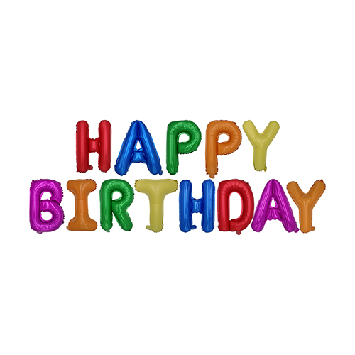 12 x Folienluftballon-Set farbig sortiert "Happy Birthday"