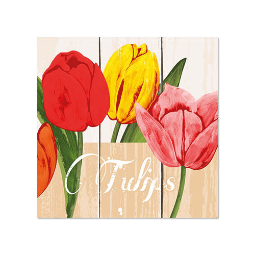 12 x 50 Servietten, 3-lagig 1/4-Falz 25 cm x 25 cm "Blooming Tulips"