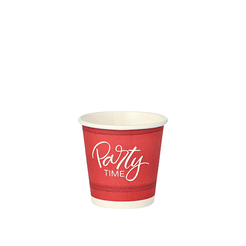 20 x 50 Trinkbecher, Pappe 5 cl Ø 5 cm · 5 cm rot "Party Time"
