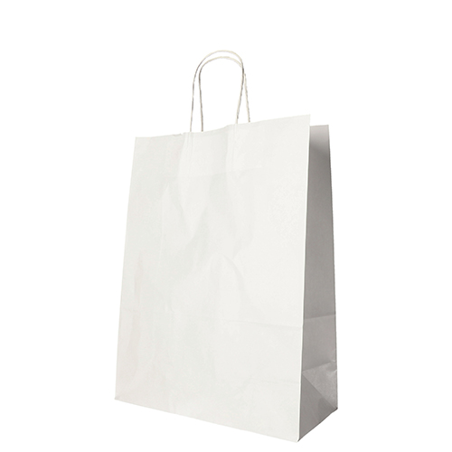 10 x 25 Tragetaschen, Papier 35 cm x 26 cm x 12 cm weiss mit gedrehtem Tragegriff