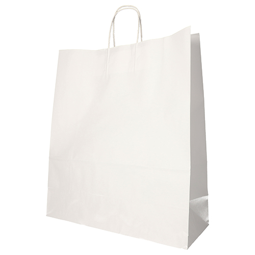 10 x 25 Tragetaschen, Papier 41 cm x 35 cm x 14 cm weiss mit gedrehtem Tragegriff