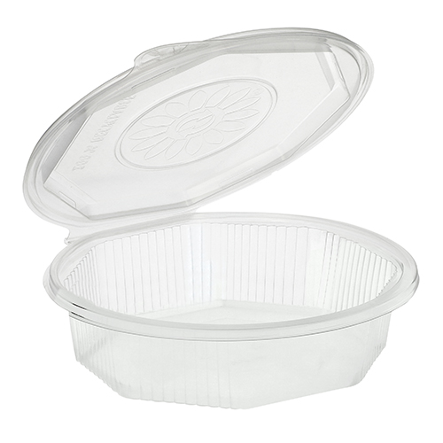 4 x 25 Menüboxen mit Klappdeckeln, PP ungeteilt 5,9 cm x 21,5 cm x 21,5 cm transparent 8-eckig