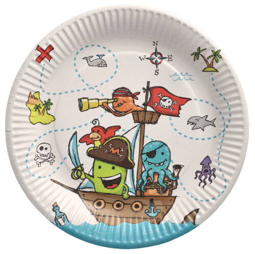 20 x 10 Teller, Pappe rund Ø 23 cm "Pirate Crew"