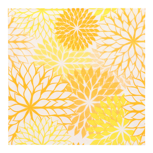 10 x 20 Servietten, 3-lagig 1/4-Falz 40 cm x 40 cm gelb "Floralies"