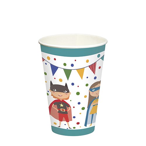 14 x 10 Trinkbecher, Pappe 0,2 l Ø 7 cm · 9,7 cm "Superhero"