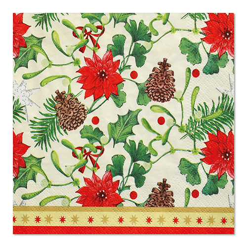 6 x 100 Servietten, 3-lagig 1/4-Falz 33 cm x 33 cm "Winterly"