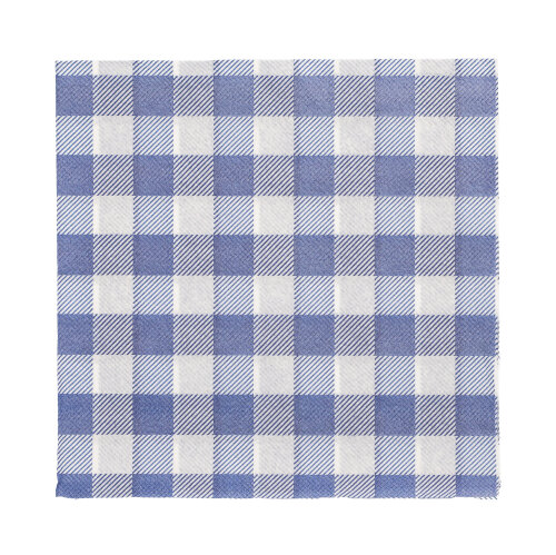 10 x 100 Servietten, 1-lagig 1/4-Falz 33 cm x 33 cm blau/weiss "Vichy Karo"