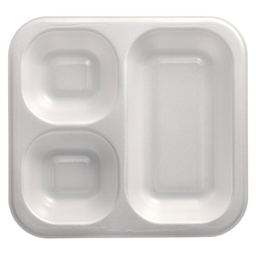 4 x 50 Siegelschalen, XPS 3-geteilt 1150 ml 4,2 cm x 24,5 cm x 26,5 cm weiss laminiert