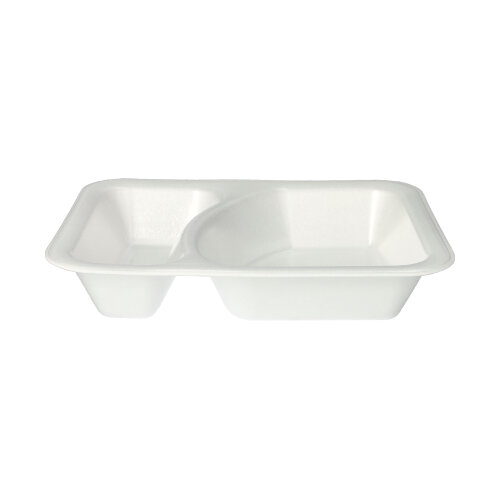 6 x 100 Siegelschalen, XPS 2-geteilt 825 ml 4,2 cm x 18,5 cm x 23,5 cm weiss laminiert
