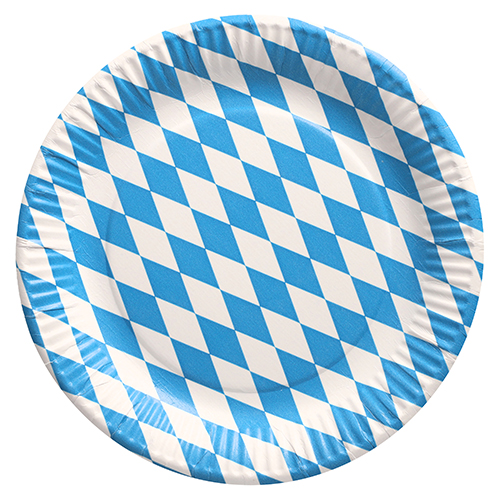 10 x 50 Teller, Pappe rund Ø 23 cm "Bayrisch Blau"