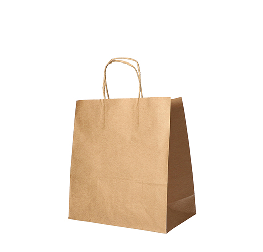 12 x 25 Tragetaschen, Papier 25 cm x 26 cm x 17 cm braun mit gedrehtem Tragegriff