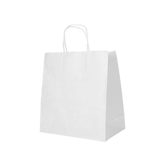 12 x 25 Tragetaschen, Papier 27 cm x 32 cm x 17 cm weiss mit gedrehtem Tragegriff