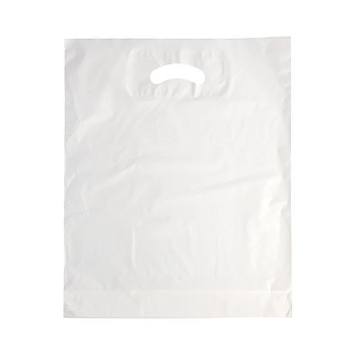 4 x 100 Griffloch-Tragetaschen, HDPE 44 cm x 36 cm x 9 cm weiss