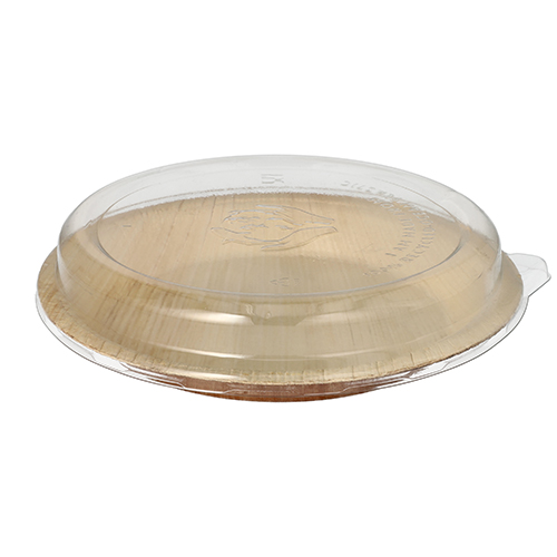 5 x 10 Teller, Palmblatt rund 500 ml Ø 23 cm · 5,3 cm mit rPET Deckel "Kombipack"