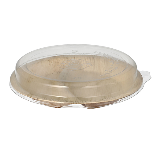 5 x 10 Teller, Palmblatt 2-geteilt 300 ml Ø 23 cm · 5,3 cm mit rPET Deckel "Kombipack"