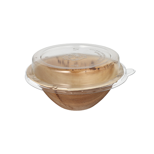 5 x 10 Schalen, Palmblatt rund 300 ml Ø 15 cm · 8,3 cm mit rPET Deckel "Kombipack"