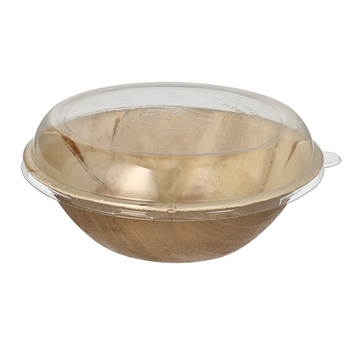 5 x 10 Schalen, Palmblatt rund 800 ml Ø 21 cm · 8,5 cm mit rPET Deckel "Kombipack"