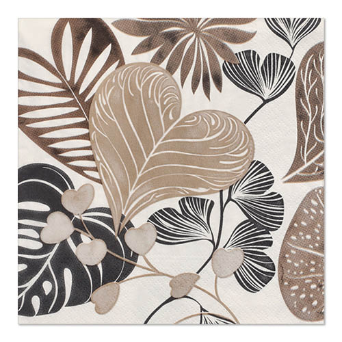 10 x 20 Servietten, 3-lagig 1/4-Falz 33 cm x 33 cm "Silky Fronds"