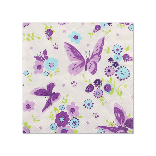 14 x 20 Servietten, 3-lagig 1/4-Falz 25 cm x 25 cm "Beautiful Butterfly"