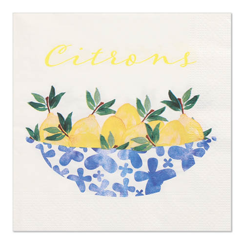 10 x 20 Servietten, 3-lagig 1/4-Falz 33 cm x 33 cm "Citrons"