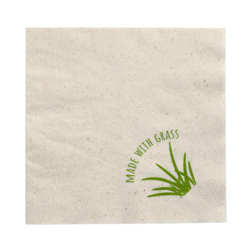 4 x 250 Servietten, 2-lagig 1/4-Falz 33 cm x 33 cm natur mit Grasanteil