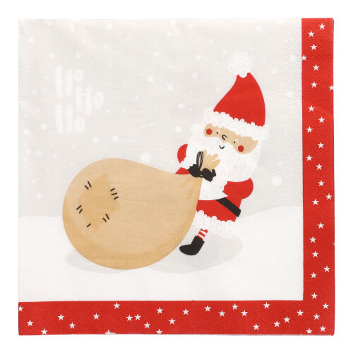 15 x 20 Servietten, 3-lagig 1/4-Falz 40 cm x 40 cm "Lutins de Noel"