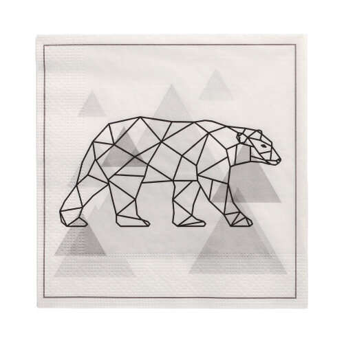 15 x 20 Servietten, 3-lagig 1/4-Falz 33 cm x 33 cm "Teddy"