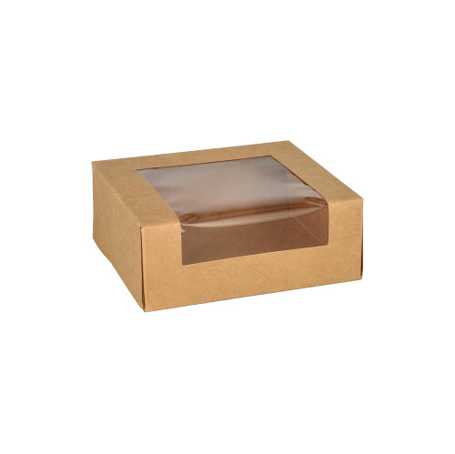 4 x 25 Sushi-Schalen, Pappe eckig 4,5 cm x 12 cm x 10 cm braun