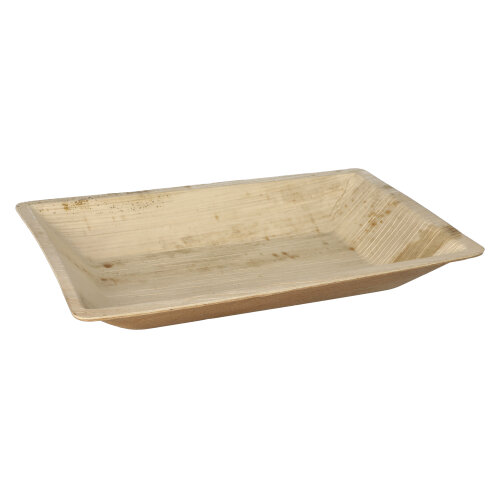 4 x 25 Teller Palmblatt "pure" eckig 3 cm x 23 cm x 16 cm natur