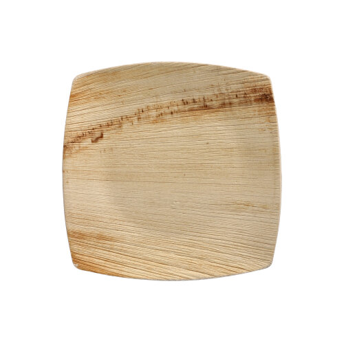 4 x 25 Teller, Palmblatt "pure" 15 cm x 15 cm natur "QUADRATO"