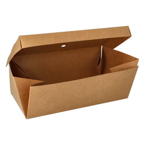 10 x 20 Burgerboxen, Pappe "pure" 10 cm x 13 cm x 25 cm braun faltbar, groß