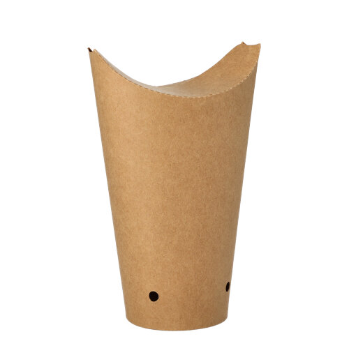 10 x 50 Pommes-Frites-Schütte, Pappe rund Ø 6 cm · 17,7 cm braun groß