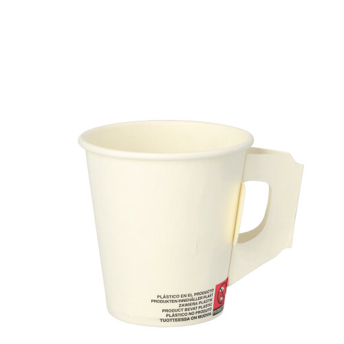 25 x 80 Trinkbecher mit Henkel, Pappe 0,18 l Ø 7,3 cm · 7,8 cm weiss