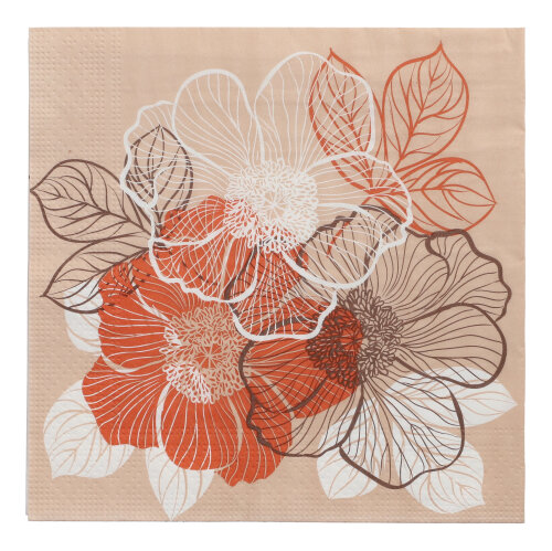 10 x 20 Servietten, 3-lagig 1/4-Falz 33 cm x 33 cm "Bouquet"
