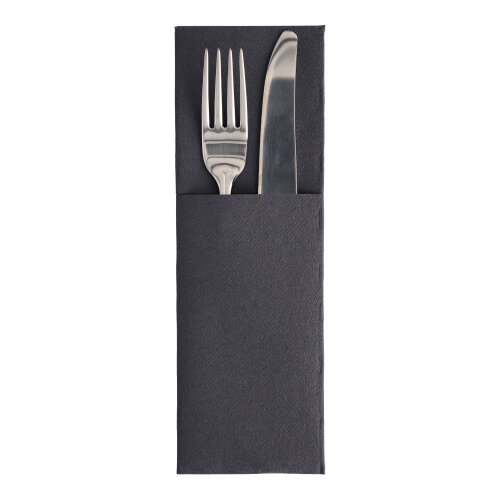 6 x 50 Servietten "ROYAL Collection" 48 cm x 30 cm schwarz mit Besteckfalz