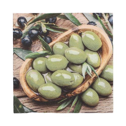 10 x 20 Servietten, 3-lagig 1/4-Falz 33 cm x 33 cm "Olive Flavour"